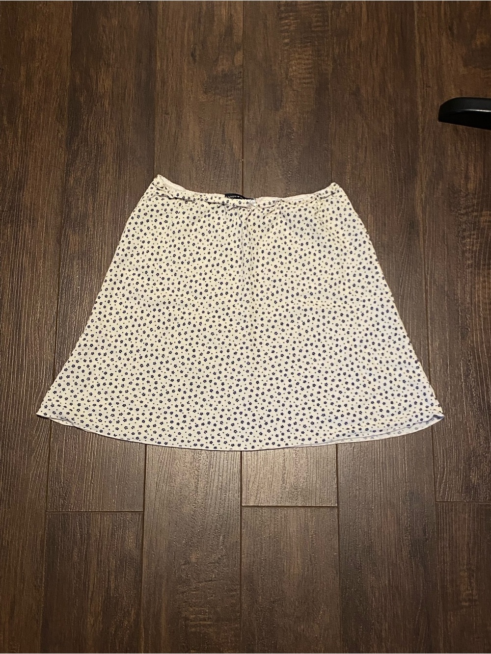 Brandy Melville Cream Mini Skirt with Navy Floral Dot Pattern